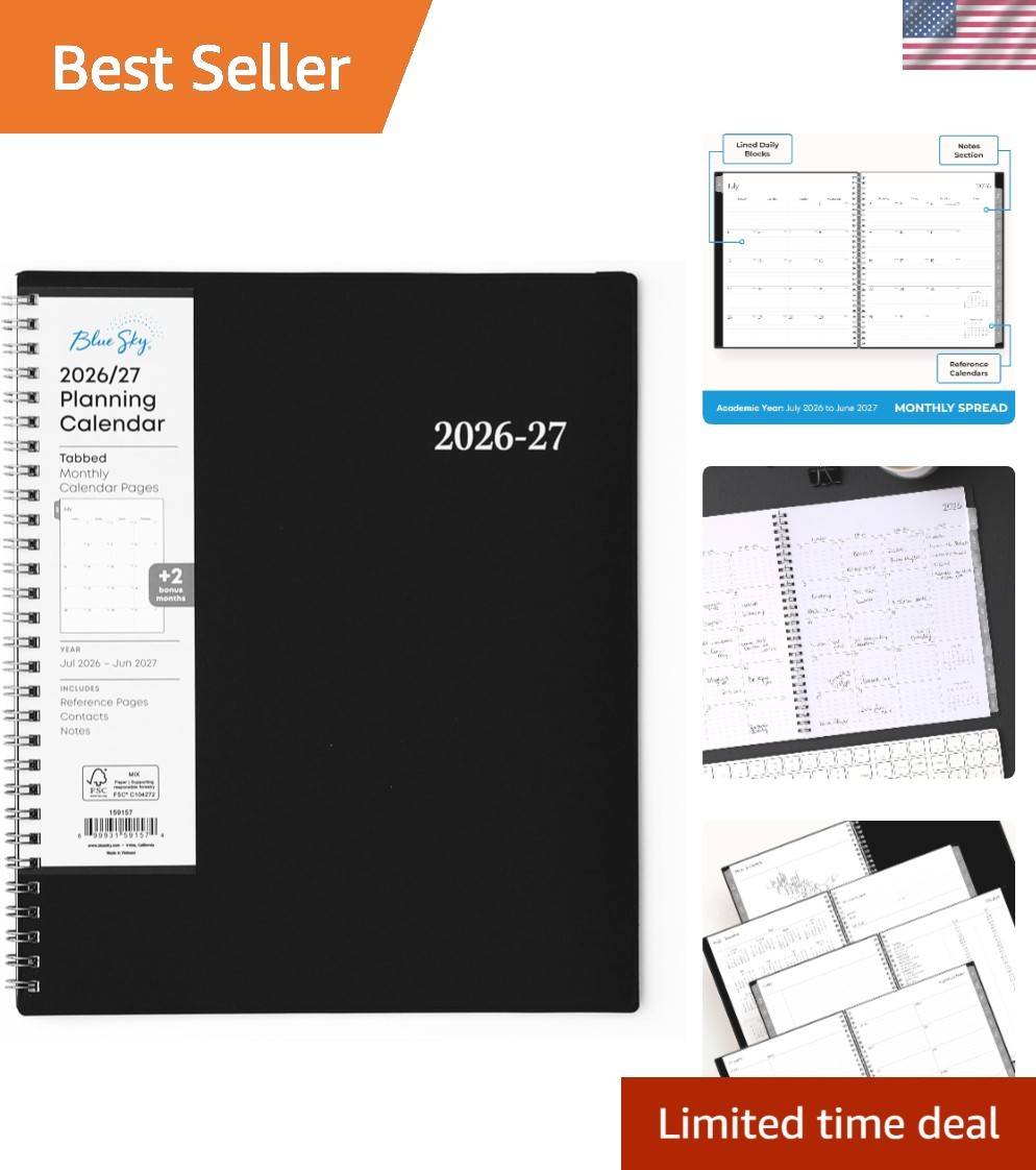 Effortless Planning: 2026-2027 8″ x 10″ Monthly Calendar with Flexible Cover