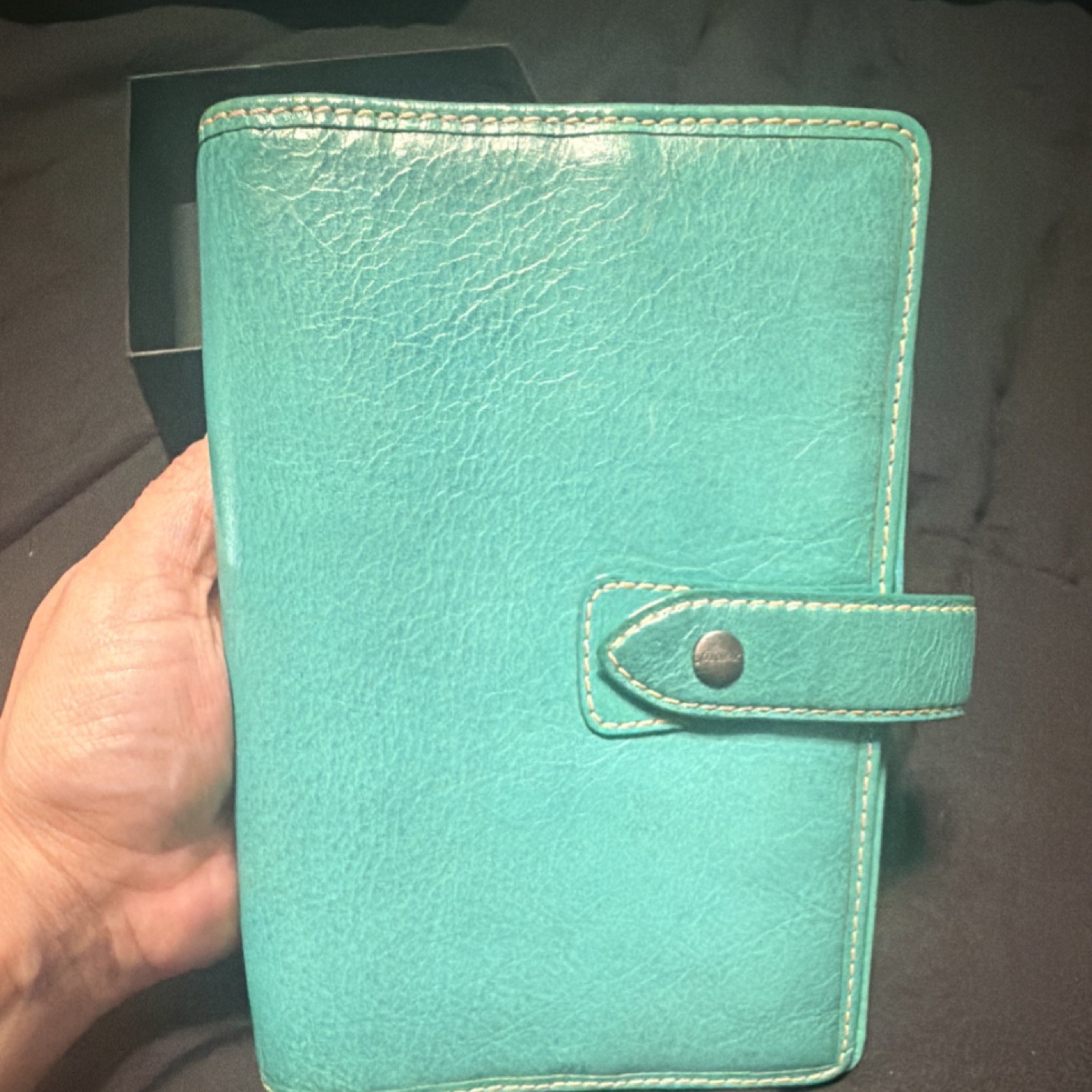 Rare- Filofax Malden AQUA Leather PERSONAL SIZE Organizer Planner