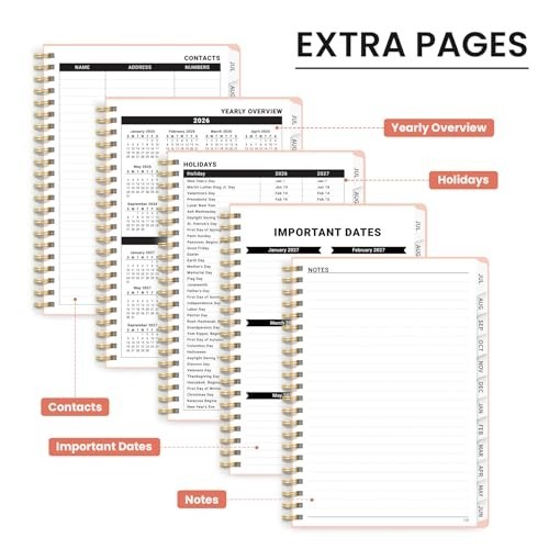Academic Planner 2026 2027 A5 6.3 x 8.5 Inches Monthly Weekly Calendar Spiral
