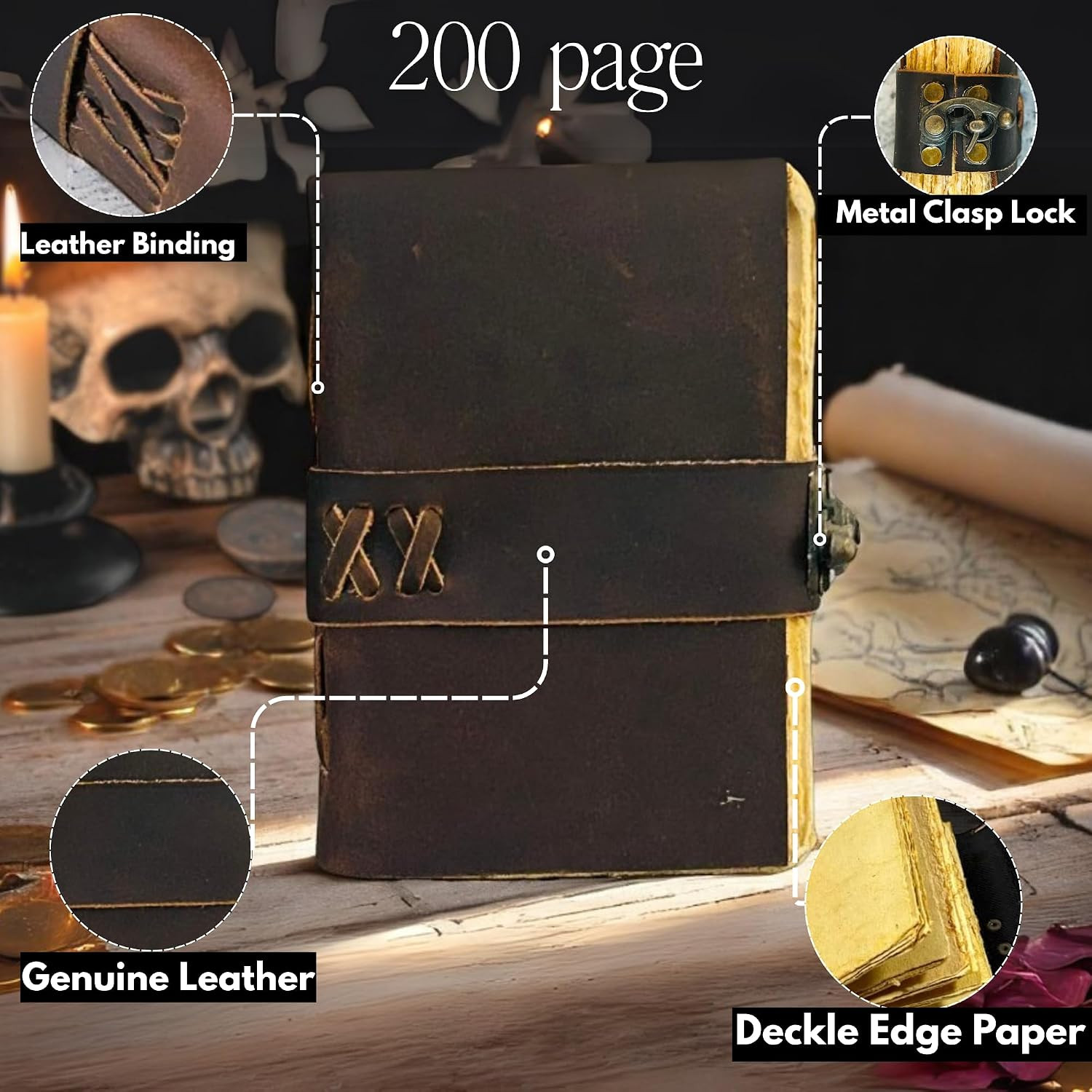 Small Vintage Leather Journal – 4″ X 6″ Book of Spell Handmade Leather Bound