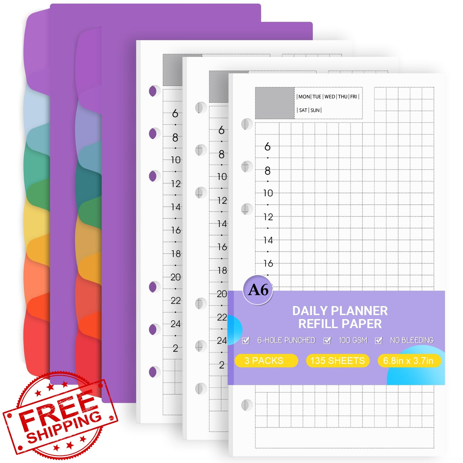 Antner A6 Daily Plan Paper Binder Inserts 135 Sheets