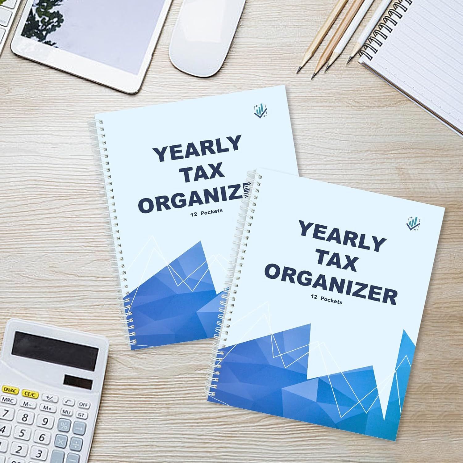 Letter Size Yearly Tax Organizer Book 12 Separate Pockets Spiral Bound 8.5X11