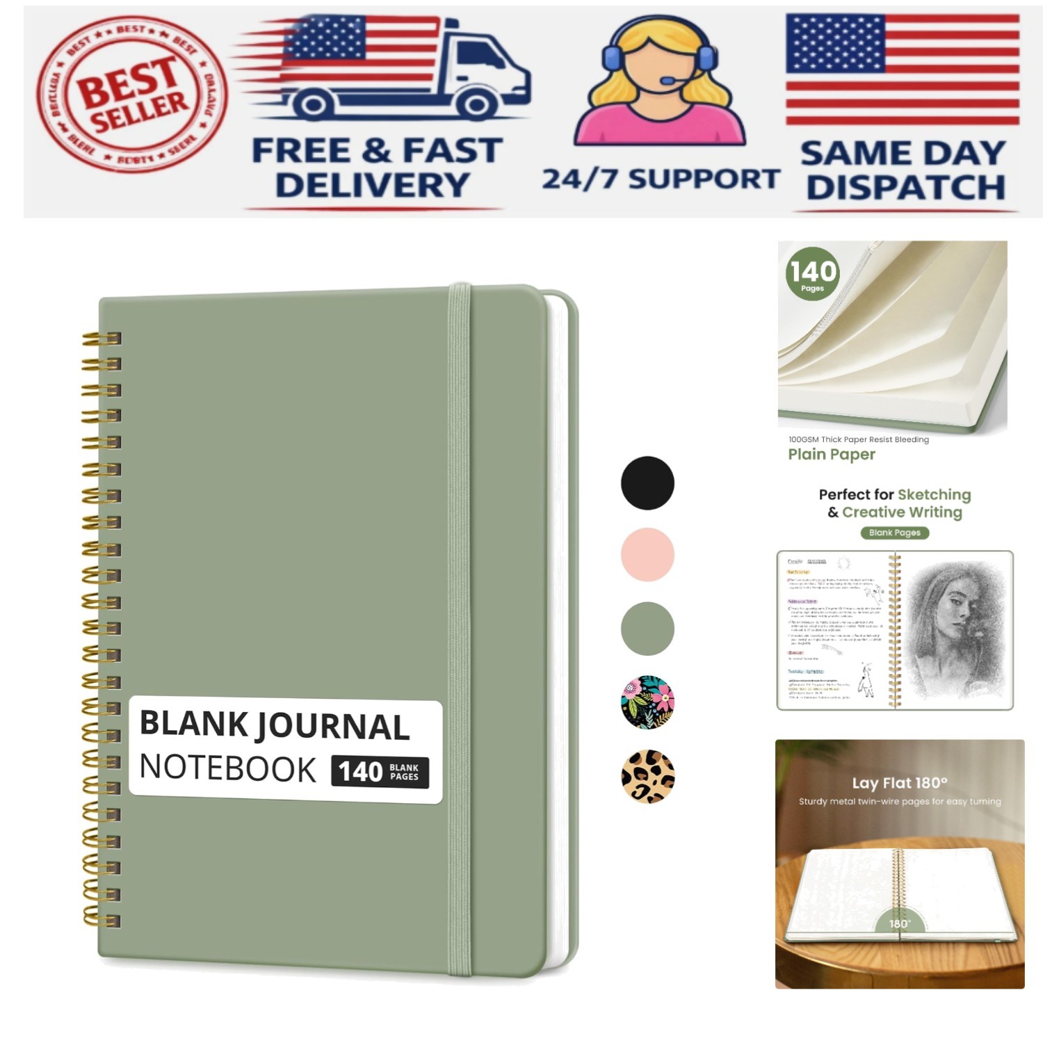 Durable Water-Resistant Blank Journal – 140 Pages for Your Creative Expressions