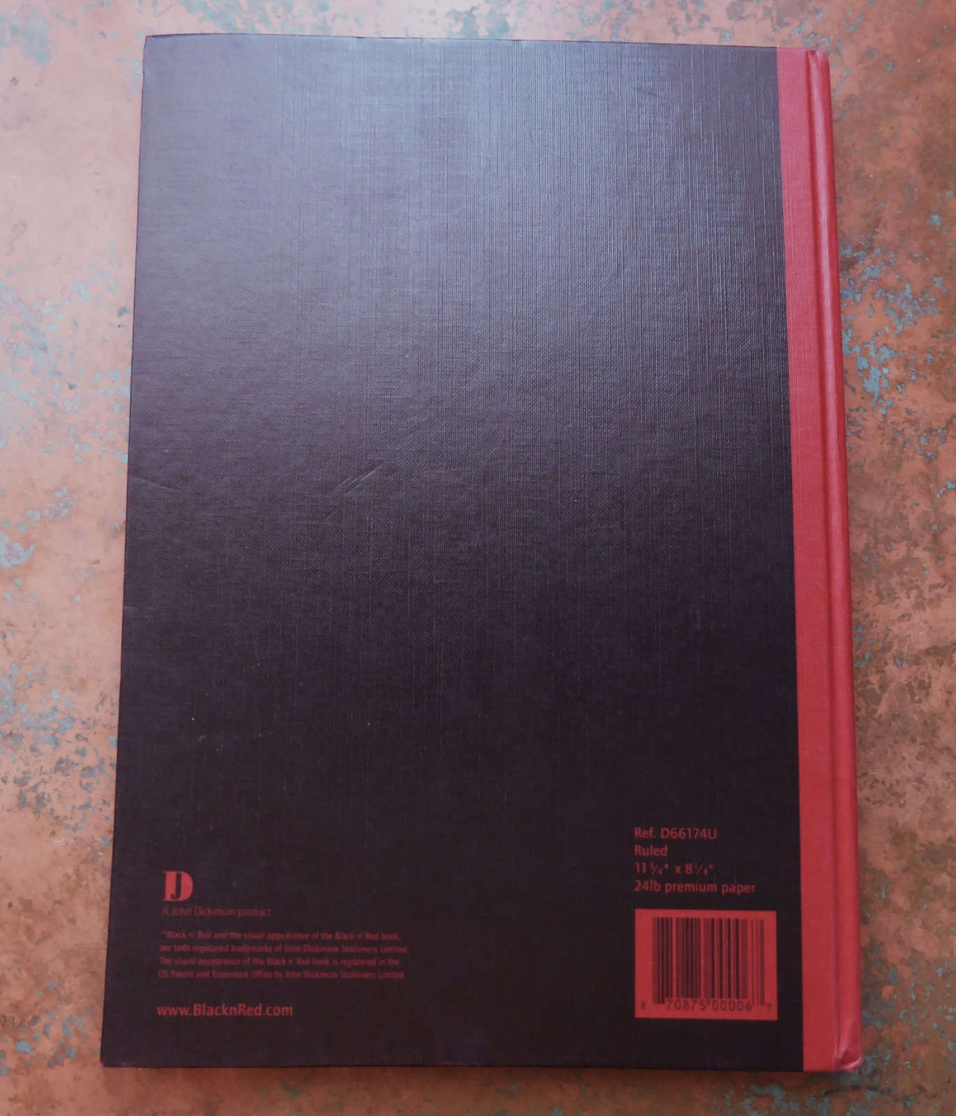 Black n’ Red Lined Notebook Optik Paper Hardcover Business Journal Unused 12″