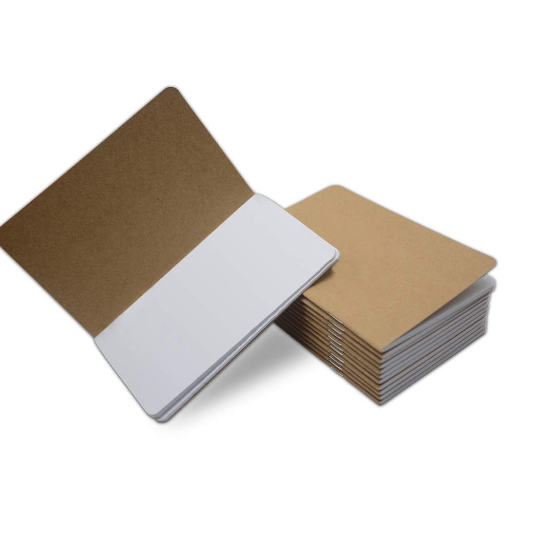 12 Pack Blank Pocket Notebooks Mini Brown Journals