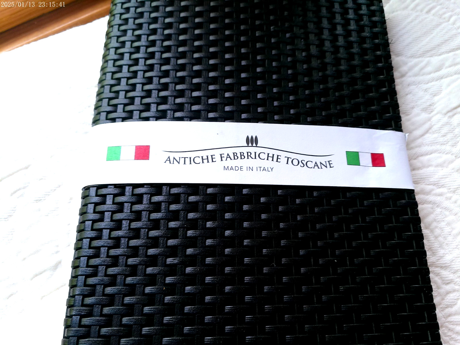 HANDMADE ITALY LEATHER LINED PAGES JOURNAL BLACK WOVEN OLD FACTORY TUSCANY NWT