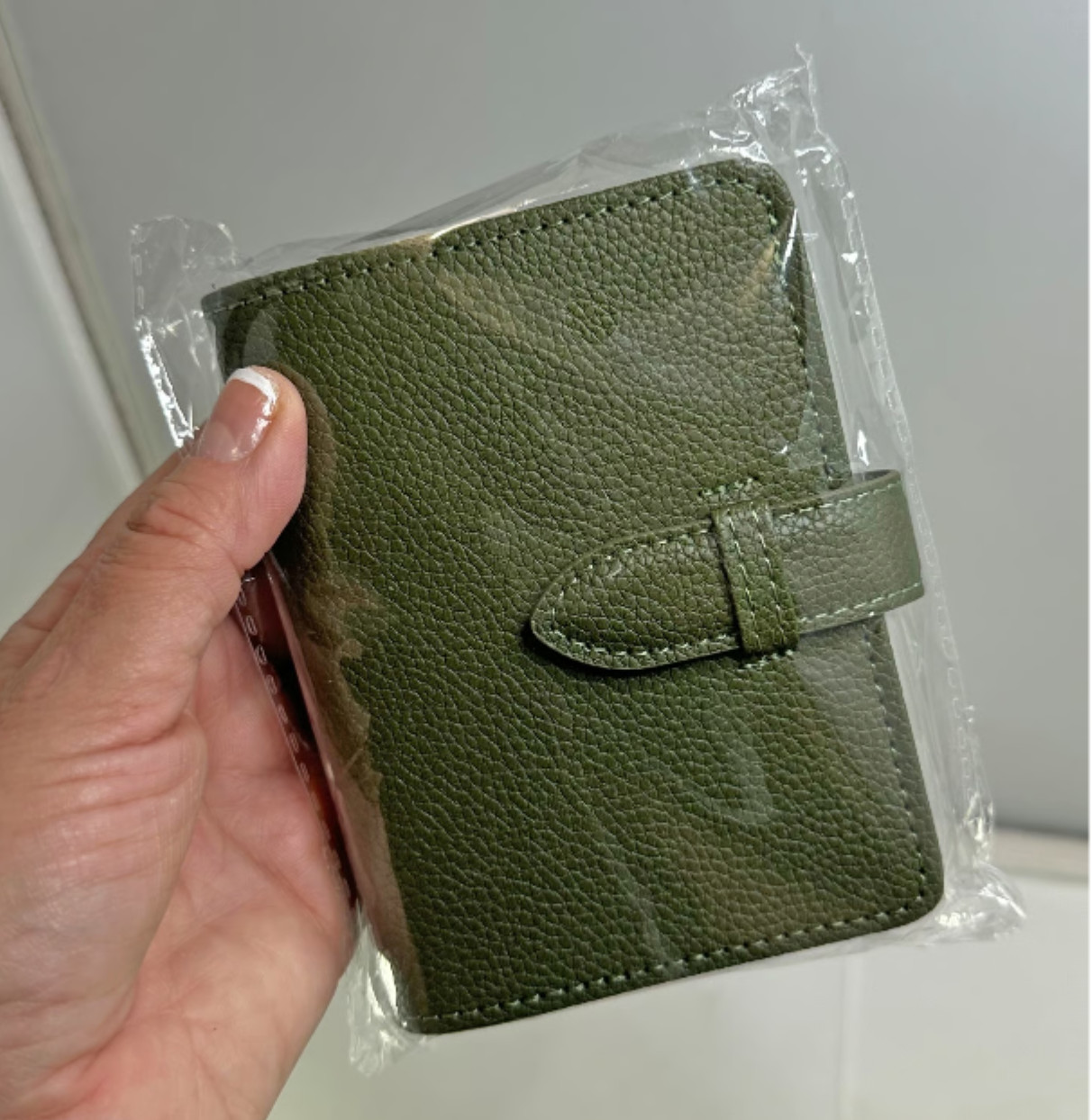 Olive Pebbled Leather Pocketbook with Planner