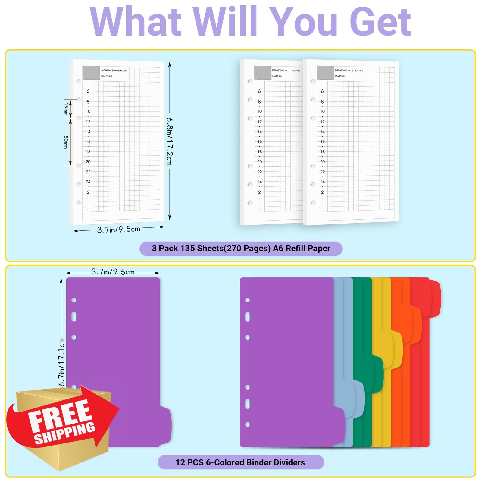 Antner A6 Daily Plan Paper Binder Inserts 135 Sheets