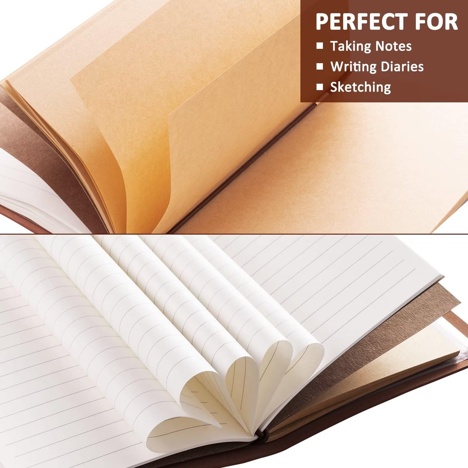 Music Lover Gifts Teacher for Women Leather Journal Brown