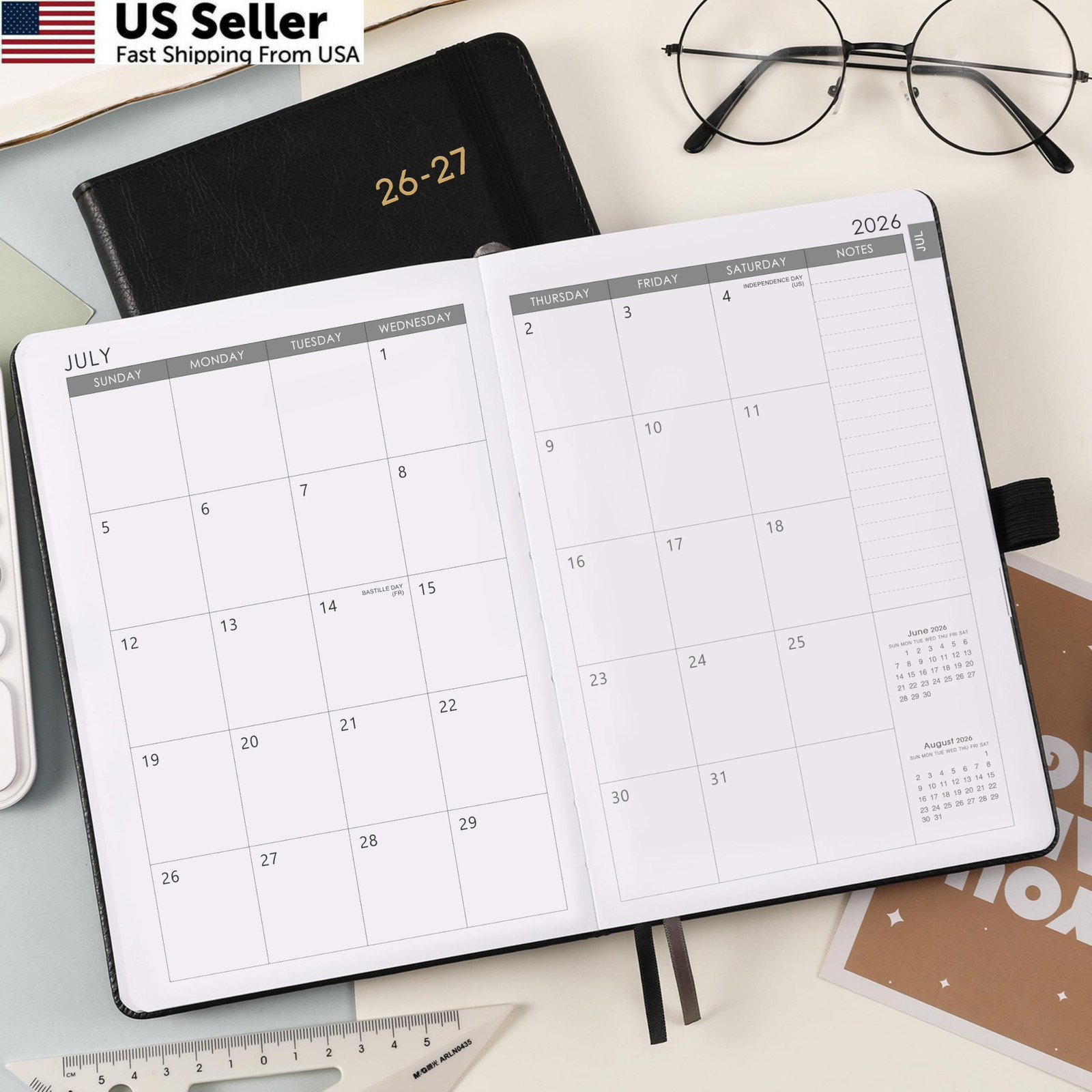 2026-2027 Planner – Academic Weekly Monthly Medium, Black