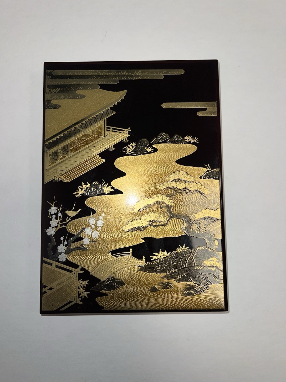 Vintage Lacquerware Japanese address book .Burgundy and gold