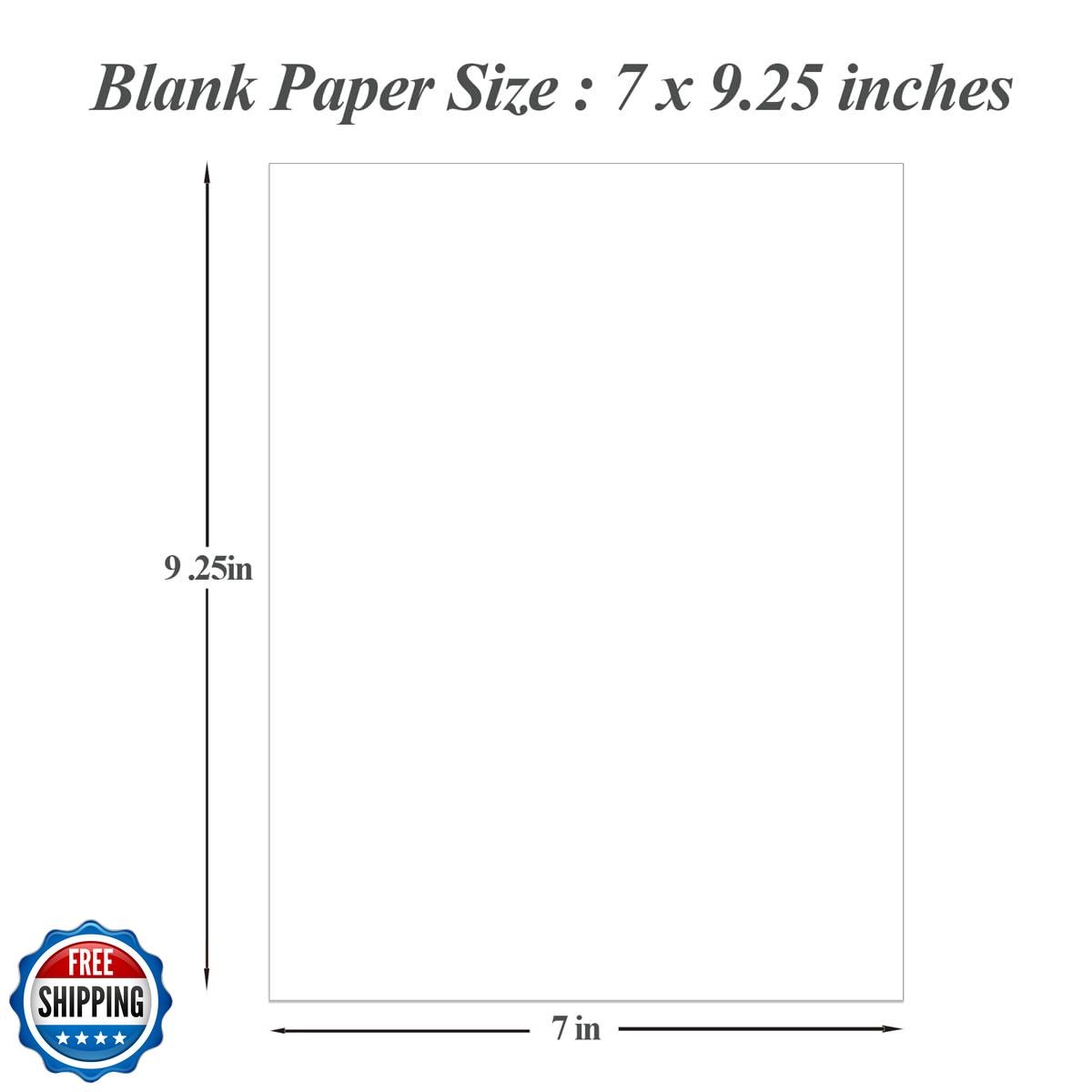 7″ x 9.25″ Blank Print Paper, 100Sheets/200Pages Classic Size Blank Loose-Lea
