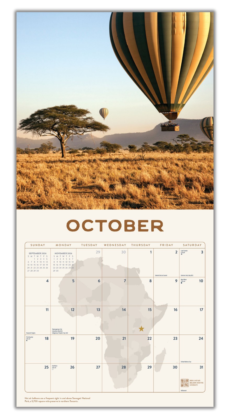 Africa Calendar 2026 | 12″ x 24″ 12 Month Calendar | Marble City Press