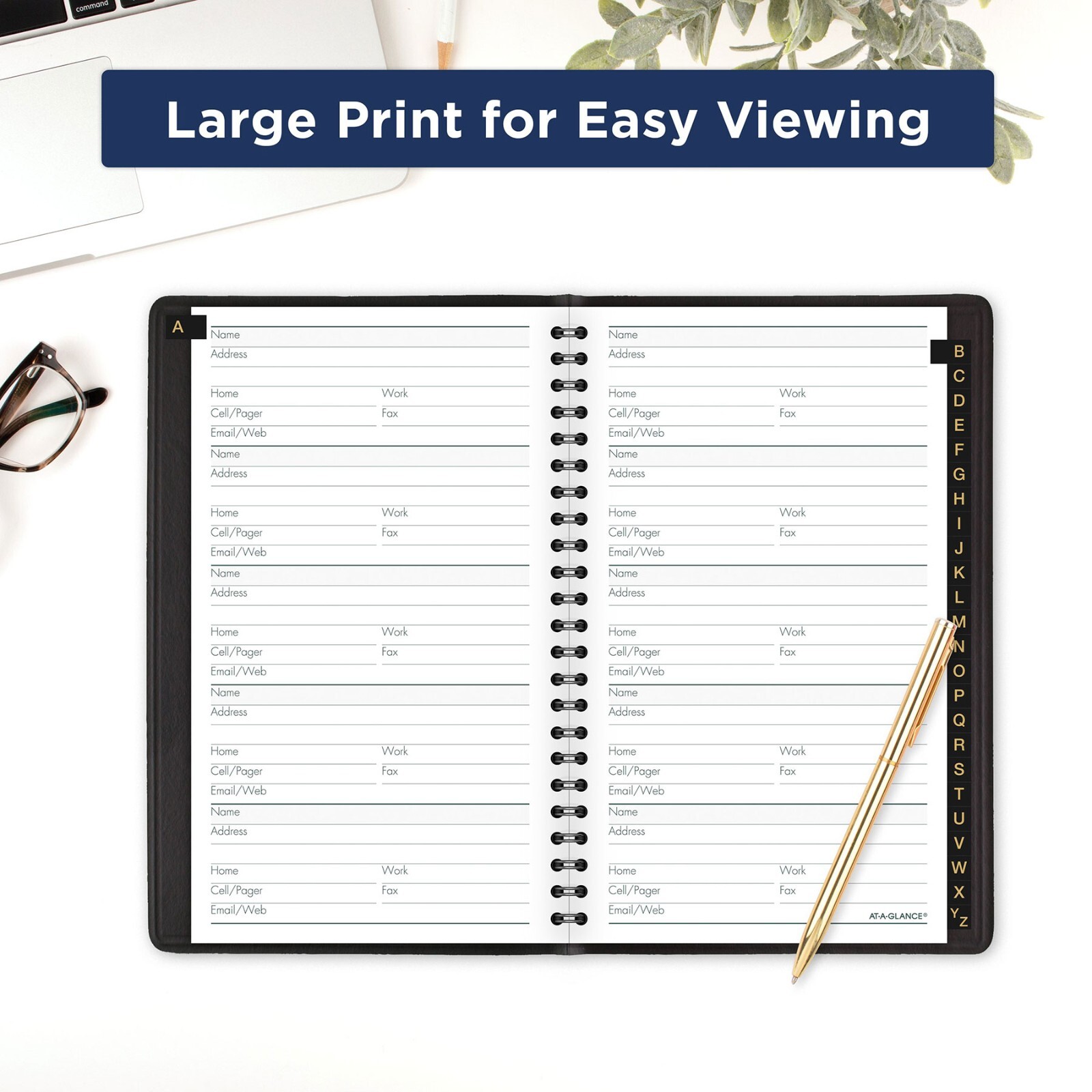 At-A-Glance 80-LP11-05 Large Print Telephone Address Book, 5-1/2 x 8-1/2″