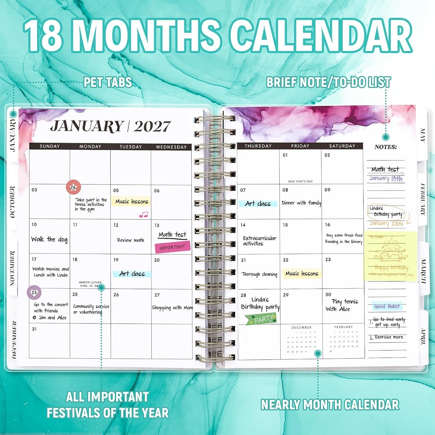 Planner 2026-2027, Large 18 Academic Daily Weekly Monthly Planner Yearly Age…