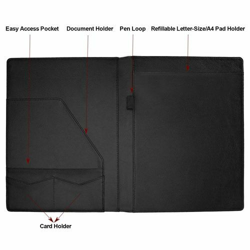 Padfolio/Portfolio Folder – Lemome Executive Leather Padfolio with Document Fold