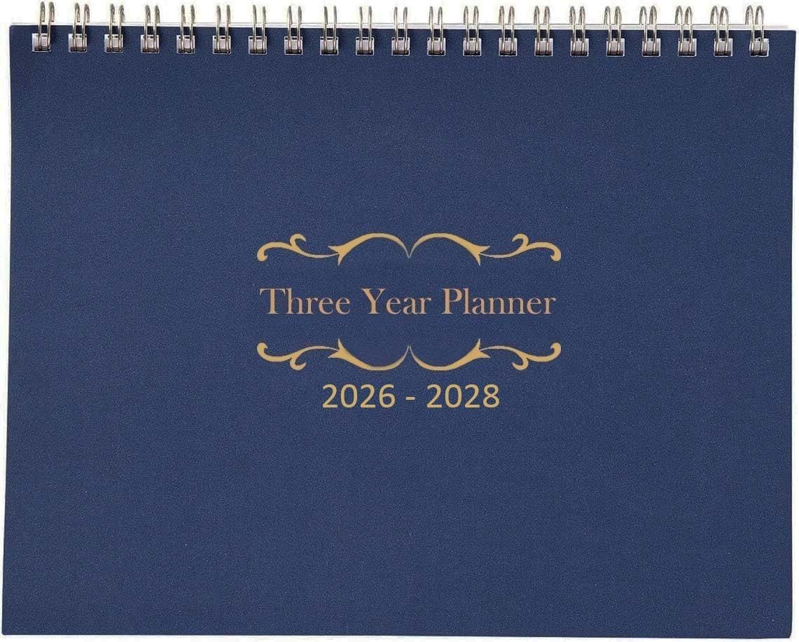 3 Year Calendar Planner Blue 2026-2028