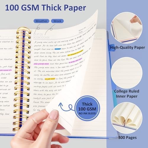 Hardcover Spiral Notebook Journal with Removable PVC Dividers – 8” x 10” La…