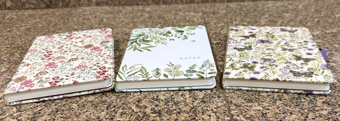 ***NEW 3 Peter Pauper Press Journal Lot FLORAL GOLD WILDFLOWERS BUTTERFLIES***