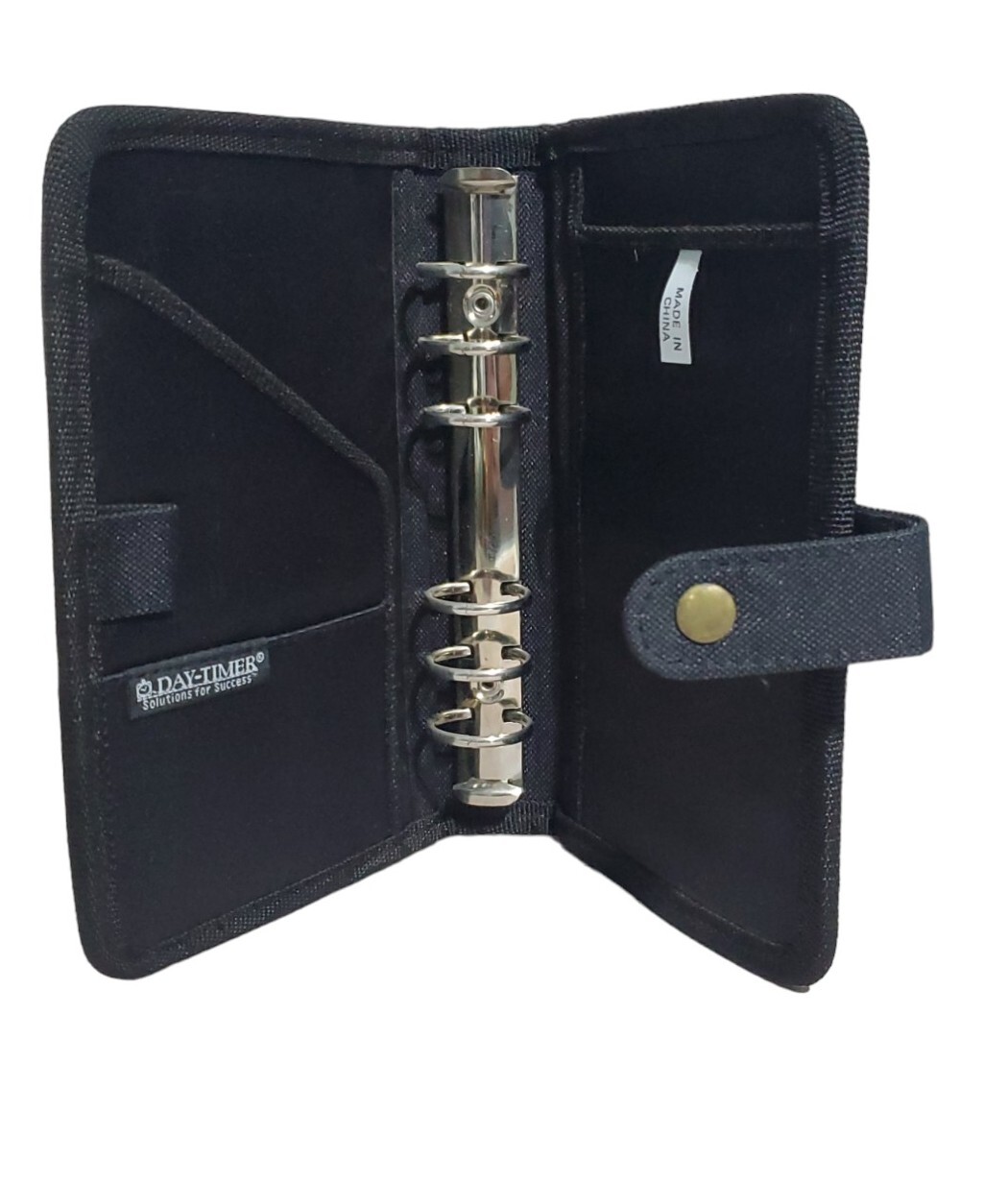 Daytimer Planner Organizer 6 Ring Black or Green Canvas 8.5″ x 5.25″ Snap Close