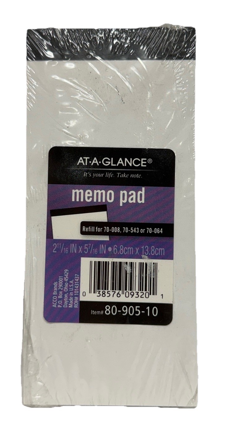 At-A-Glance 80-905-10 Memo Pad Made In USA Refill for 70-008, 70-543 70-064 New