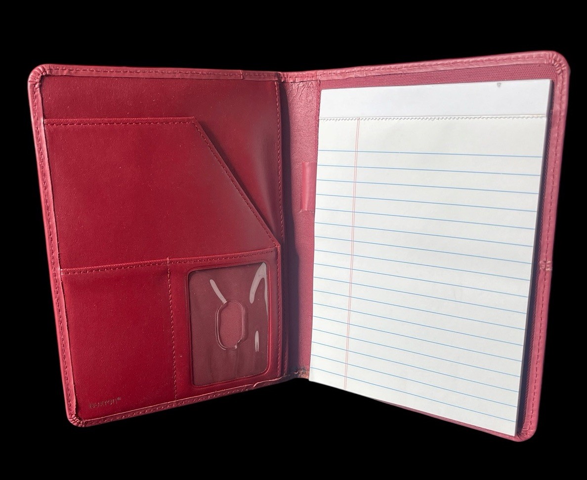 BUXTON Red Genuine Leather Writing Pad Folio 8”X6”