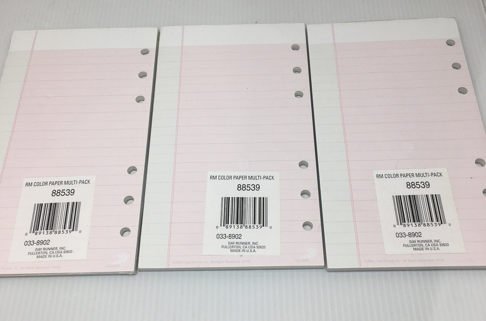 Day Runner #88539 Lined Paper- Assorted Colors 3 3/4 x 6 3/4,fits 6 ring -3 Pack