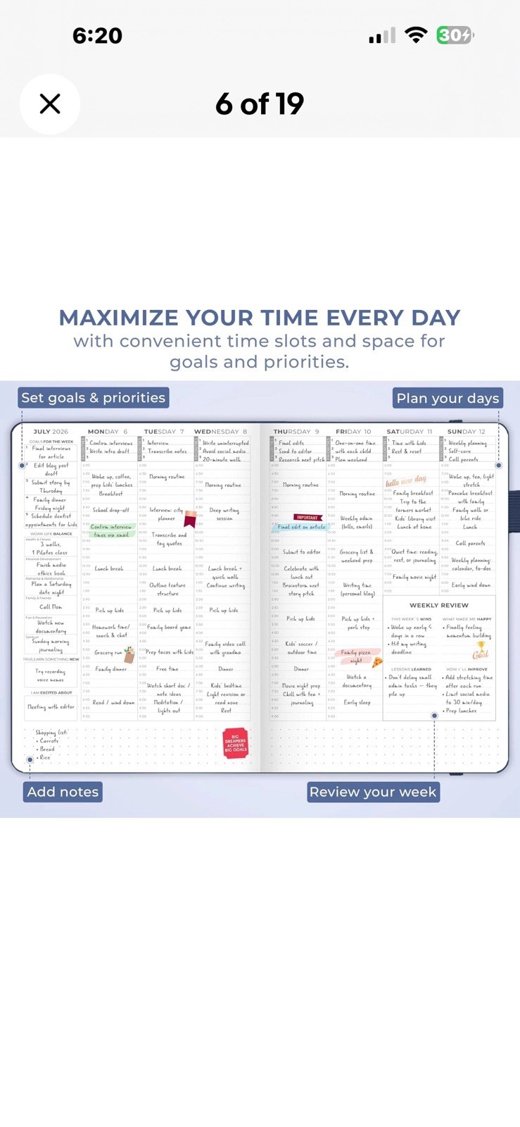 Dated Hourly Weekly Planner 2026 – Daily, Monthly & Yearly Agenda Organizer with
