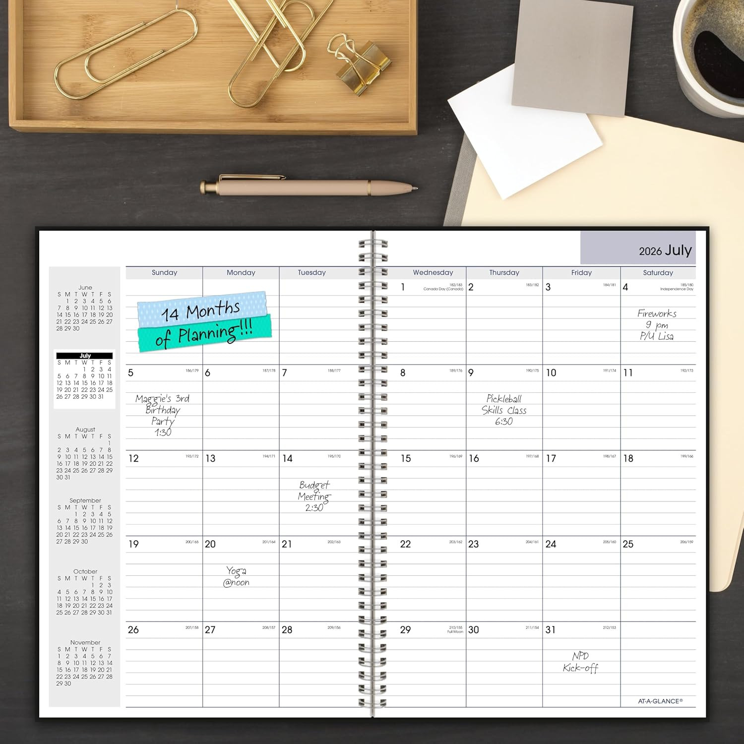 2026-2027 Academic Planner, Monthly, 8″ x 12″, 14-Month, Black