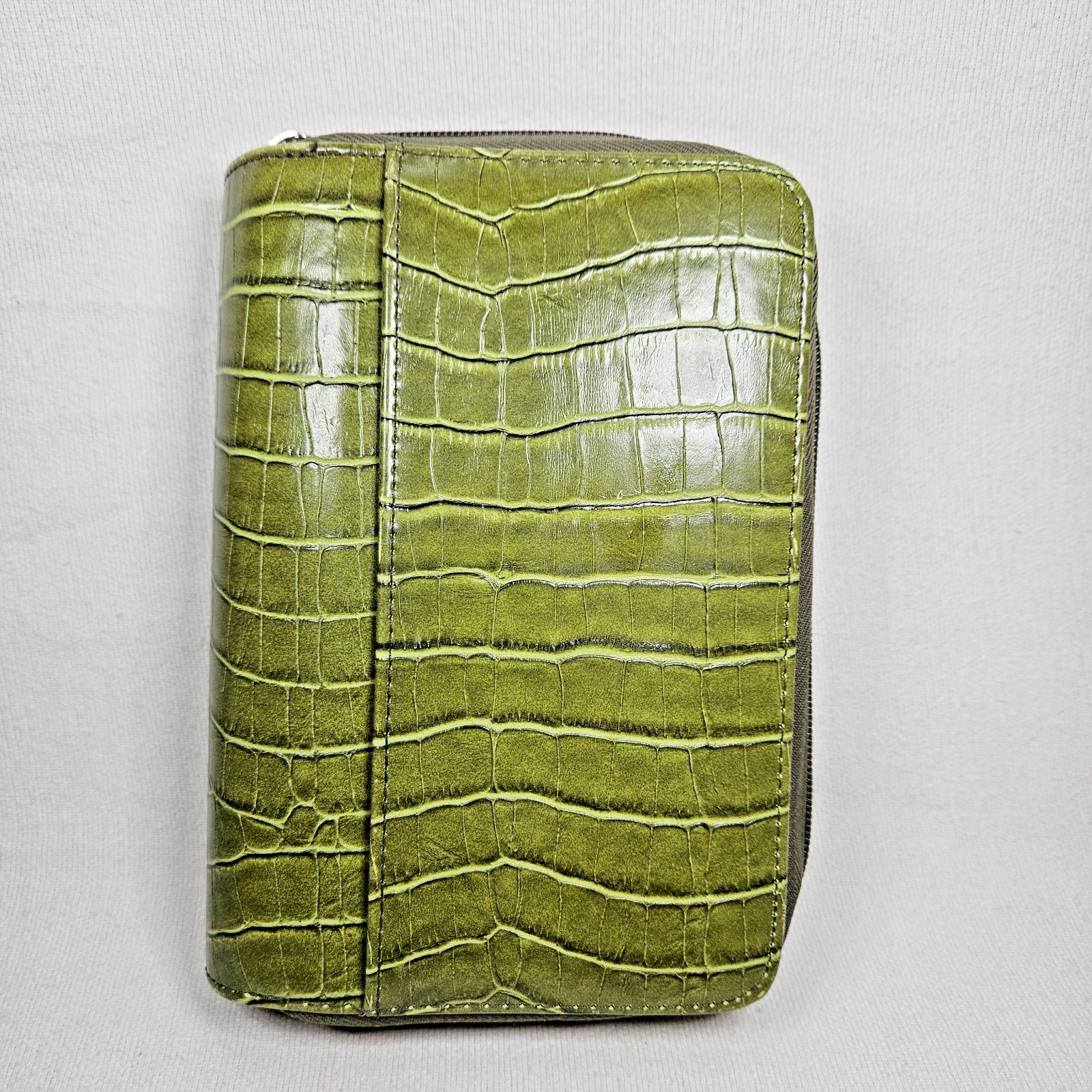 Mundi Mundex Day Planner Organizer Faux Croc Green Double Zip Agenda Unused