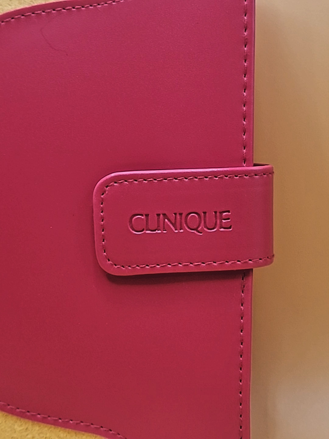 Vintage Clinique Planner Address Book Red Leather & Yellow Felt 5.5 x 7.75
