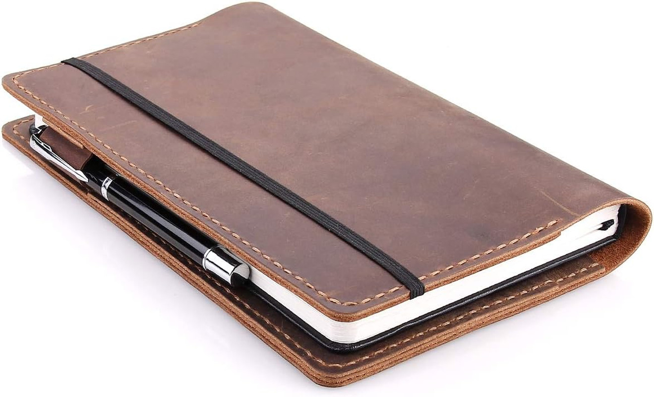 Leather Journal Cover Fits for Moleskine Large Hard Cover Notebook, Handmade Vin