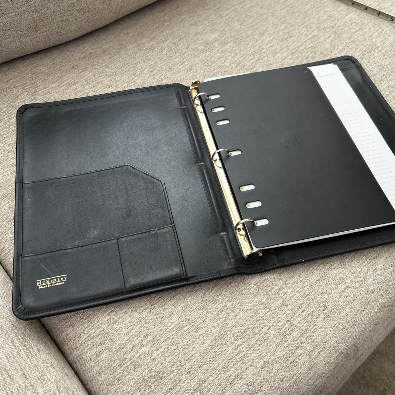 McKinley Made In America Black Leather Open 3-Ring Binder/Organizer/Legal Folio
