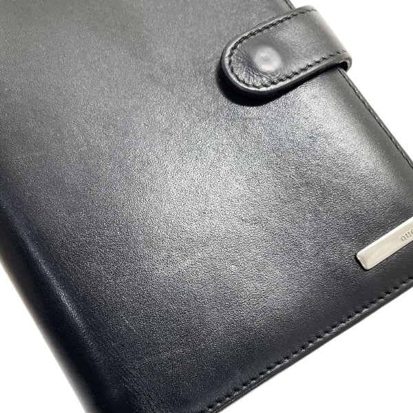 ■Authentic Gucci Notebook Cover Logo Plate Agenda Leather Black 039 3731 GUCCI