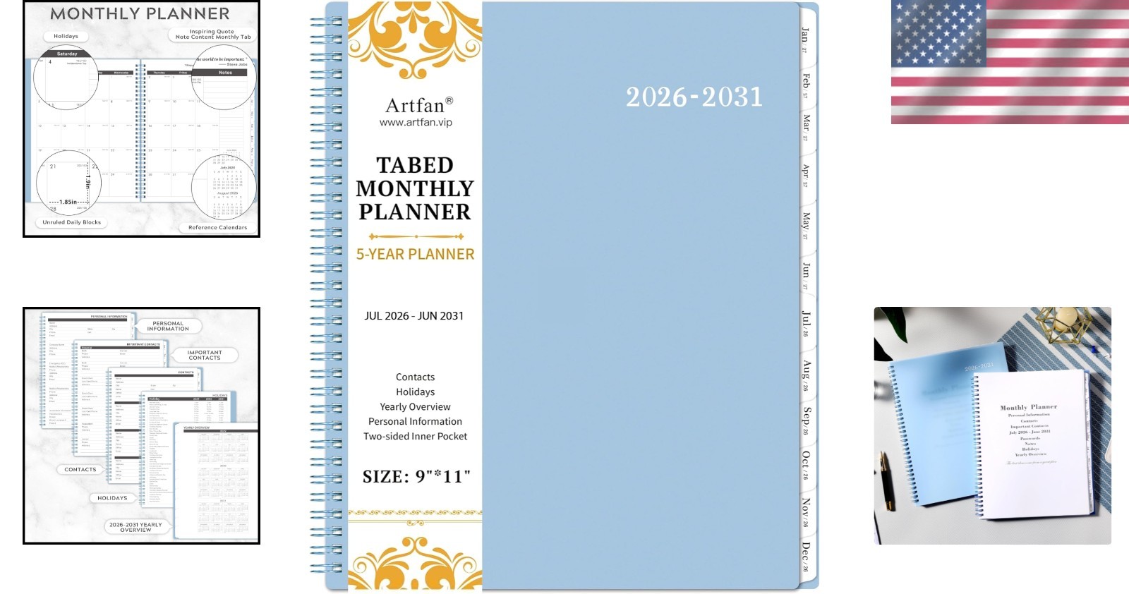 Flexible Durable Cover 5 Planner – Light Blue