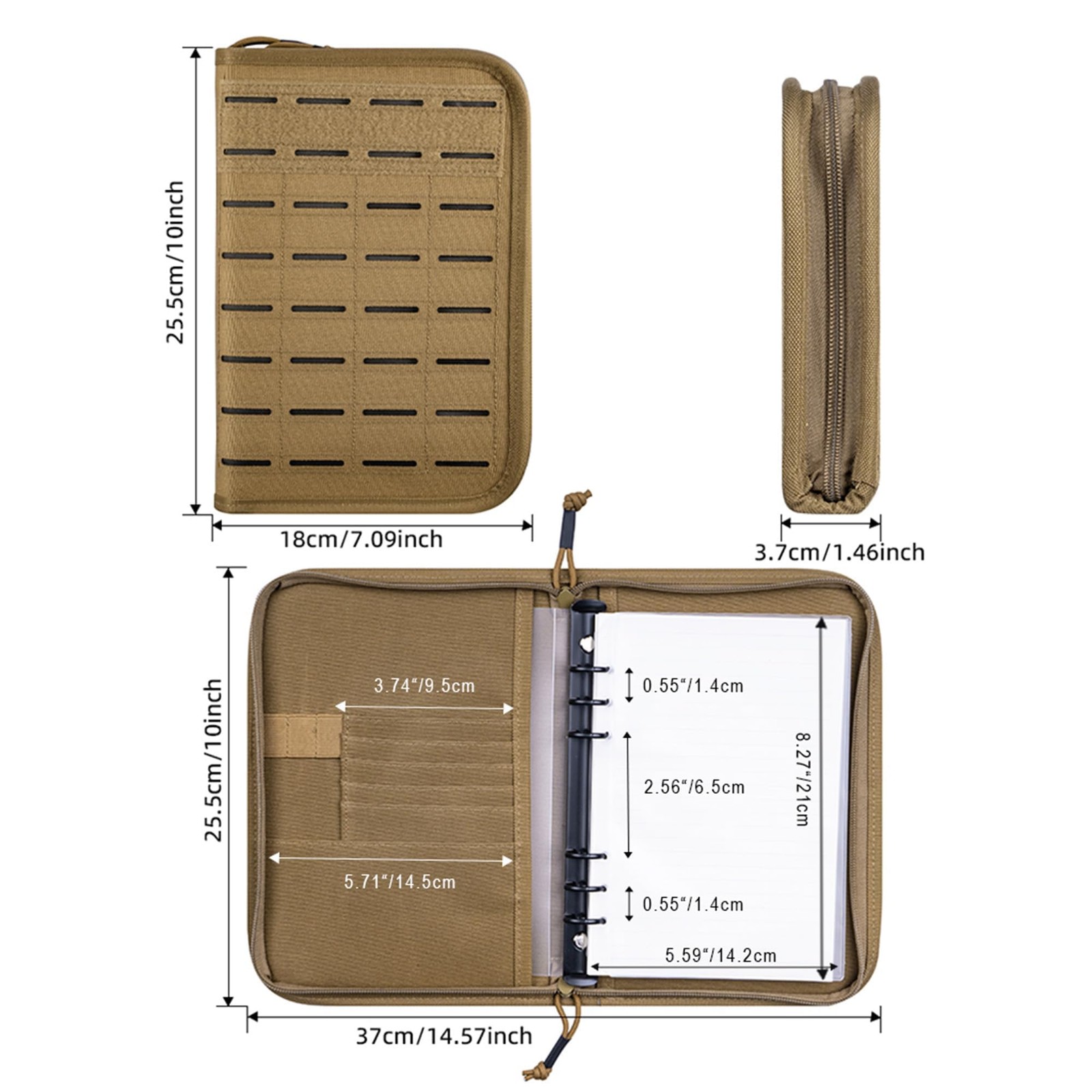 Kosibate Tactical Notebook Padfolio with Zipper, Detachable Refillable 6-Ring…