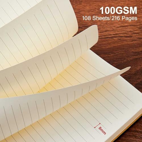 Lined Notebook Journal Notebooks for Work Hardcover 01-Khaki A5 Lined 216pages