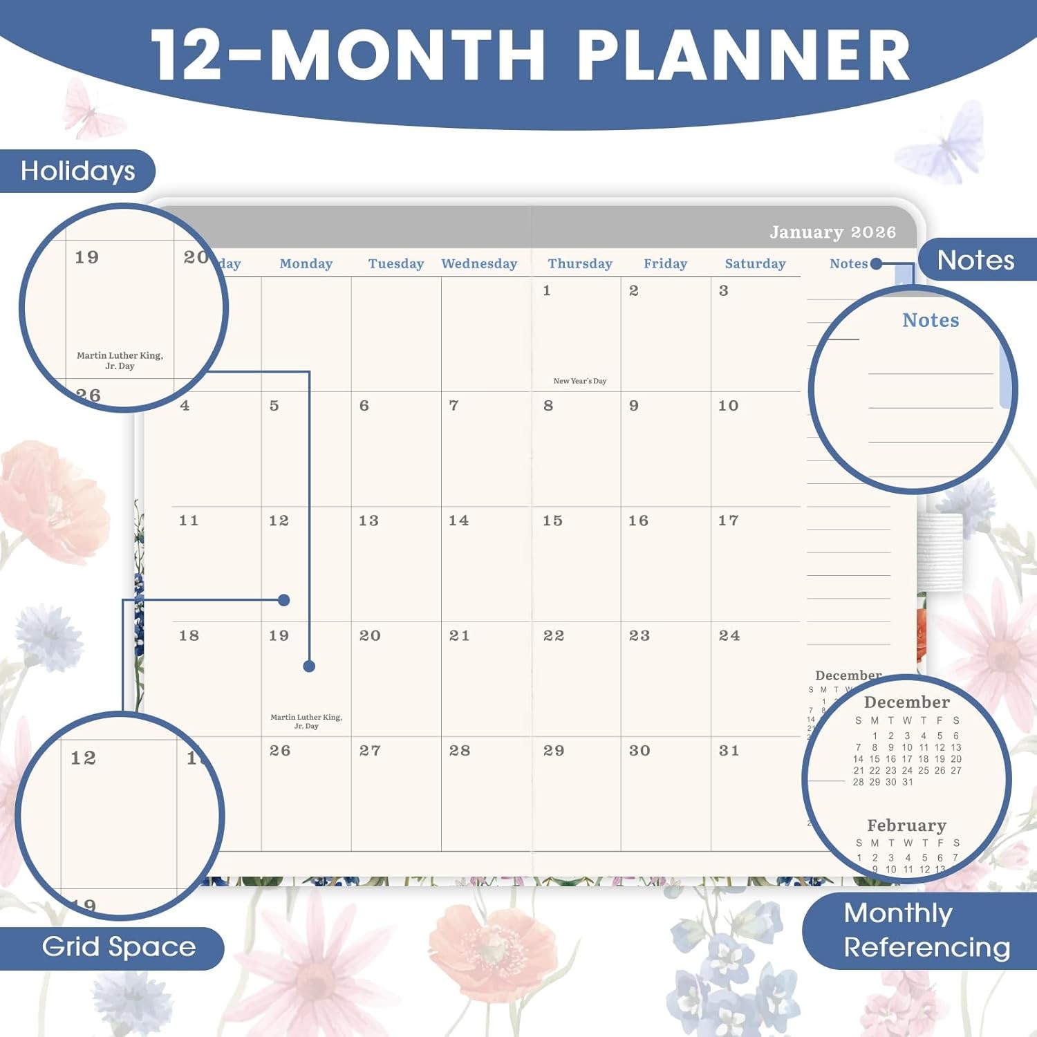 2026 Planner Pocket Size for Purse, Jan.2026 – Dec.2026 Small Daily Weekly Mo…