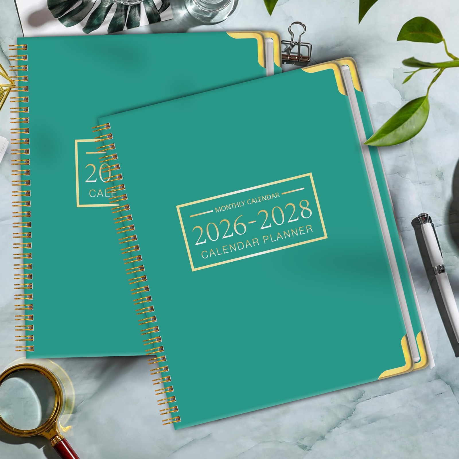 Monthly Planner 2026-2028, Hardcover 3 A4（Jan 2026 – Dec 2028）, Emerald Green