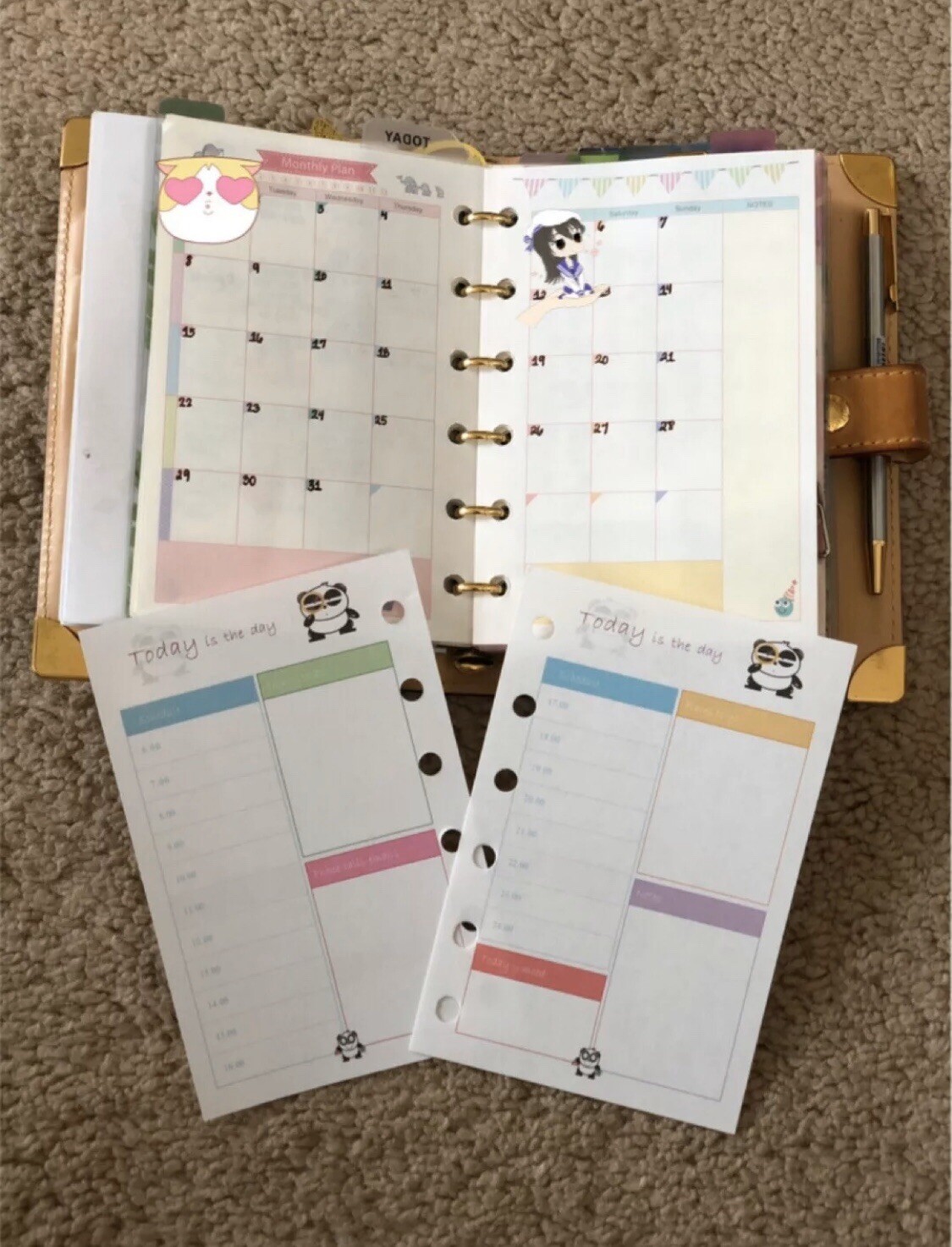 Agenda-PM-Inserts-Monthly-Weekly-Refills Fits For PM Size Agenda #023