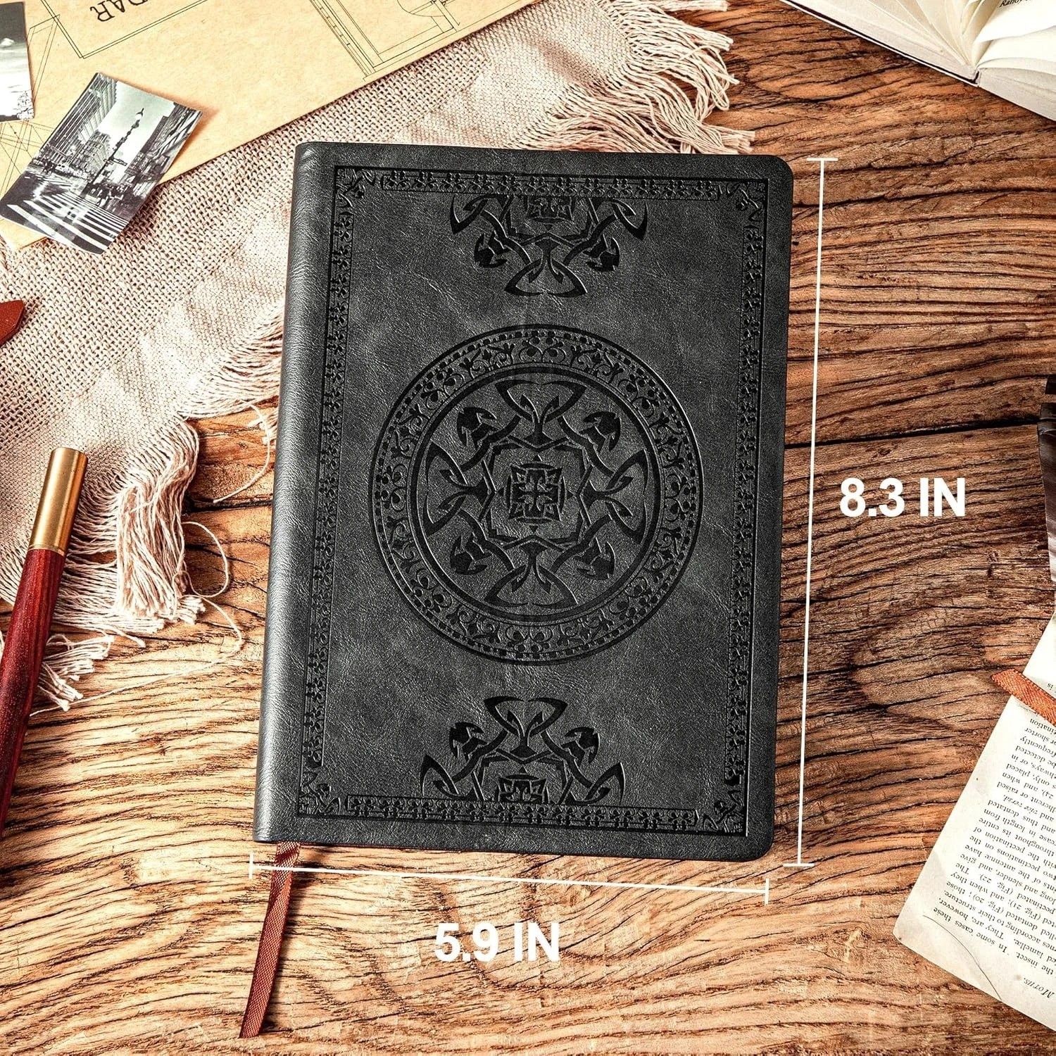 CAGIE Lined Journal for Men Soft Cover Leather Notebook 180 Pages 5.7″ x 8.3″ Bl