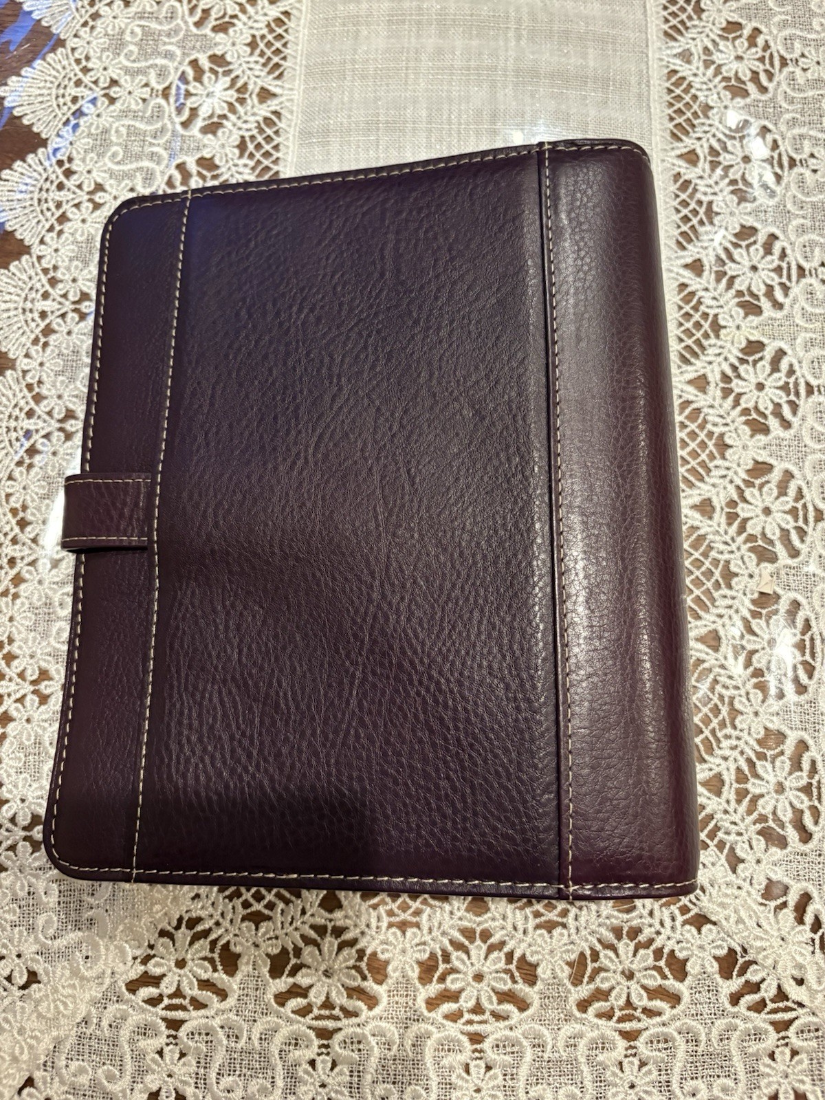 Franklin covey Vintage Aurora Full Grain Italian Leather Classic Purple Plumeria