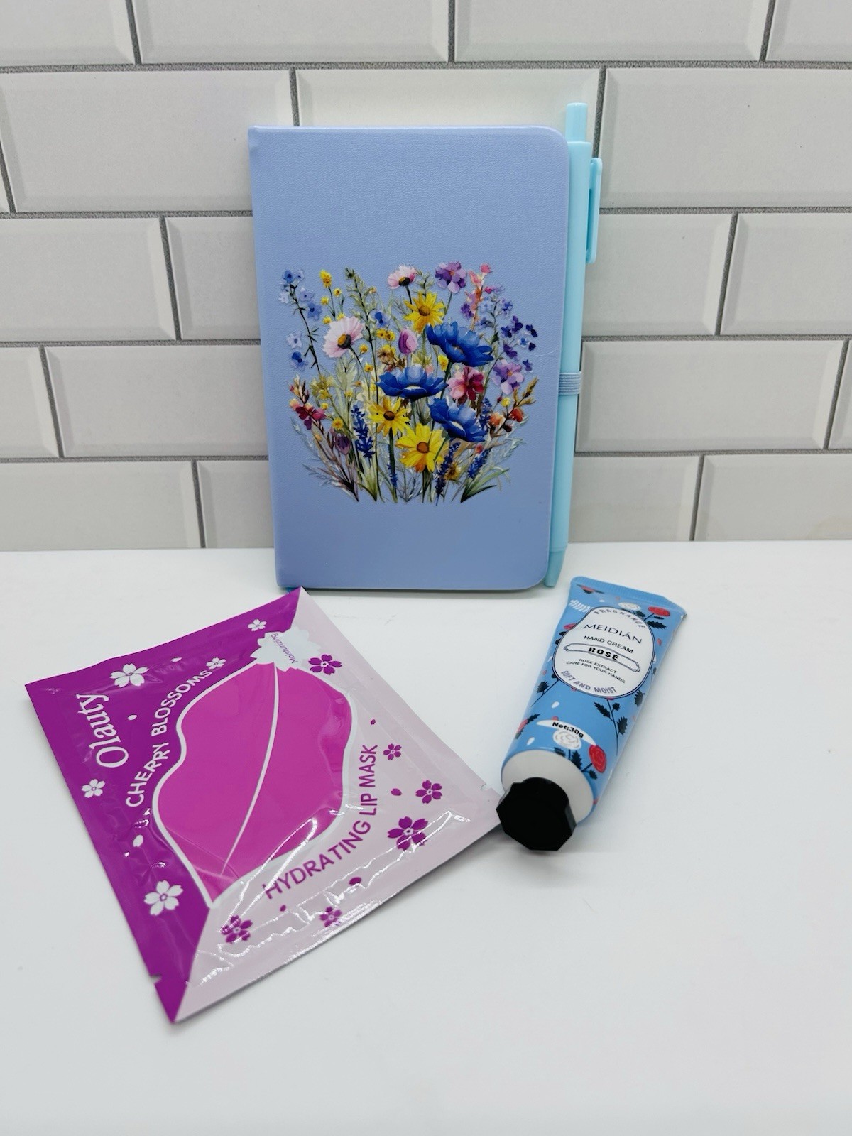 A6 Journal Bundle With Mask And Lotion Featuring Beautiful Design-Blue