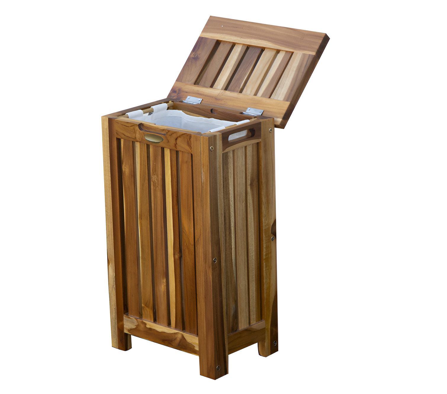 24″ Brown Solid Wood Laundry Hamper With Lid