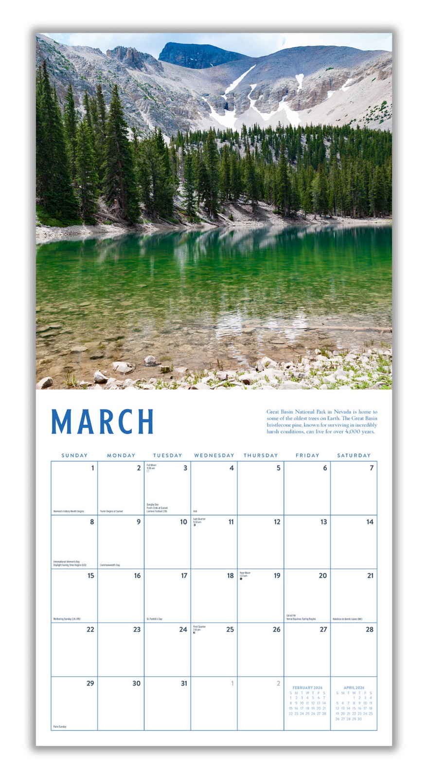 American Landscape Calendar 2026 | 12″ x 24″ 12 Months | Marble City Press
