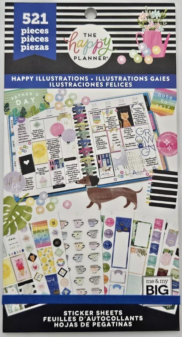 Brand New The Happy Planner HAPPY ILLUSTRATIONS Stickers Sheets 521 Pieces