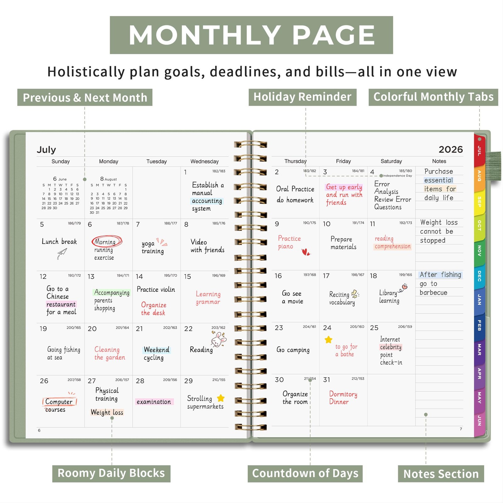 EMSHOI Academic Planner 2026-2027, A4 Size (8.5″ x 11″), A4, Light Green