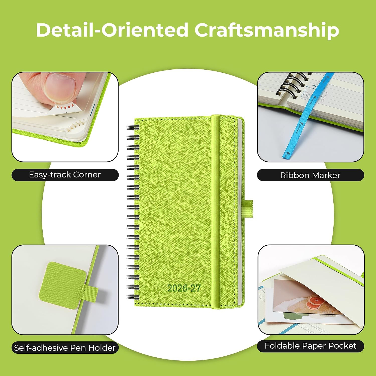 Planner 2026-2027 Daily Weekly and Monthly,6.5″X3.75″,18 Months Spiral Bound Cal