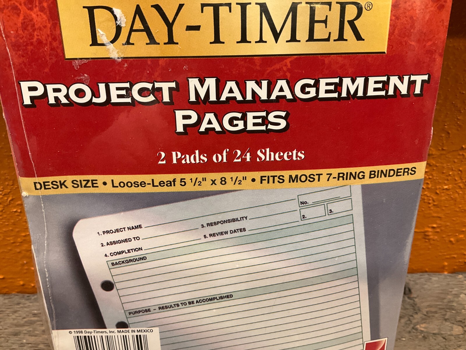 DAY-TIMER 5.5″ x 8.5″ Project Management Page Refill Sheets 87235 7 Rings 2 Pads