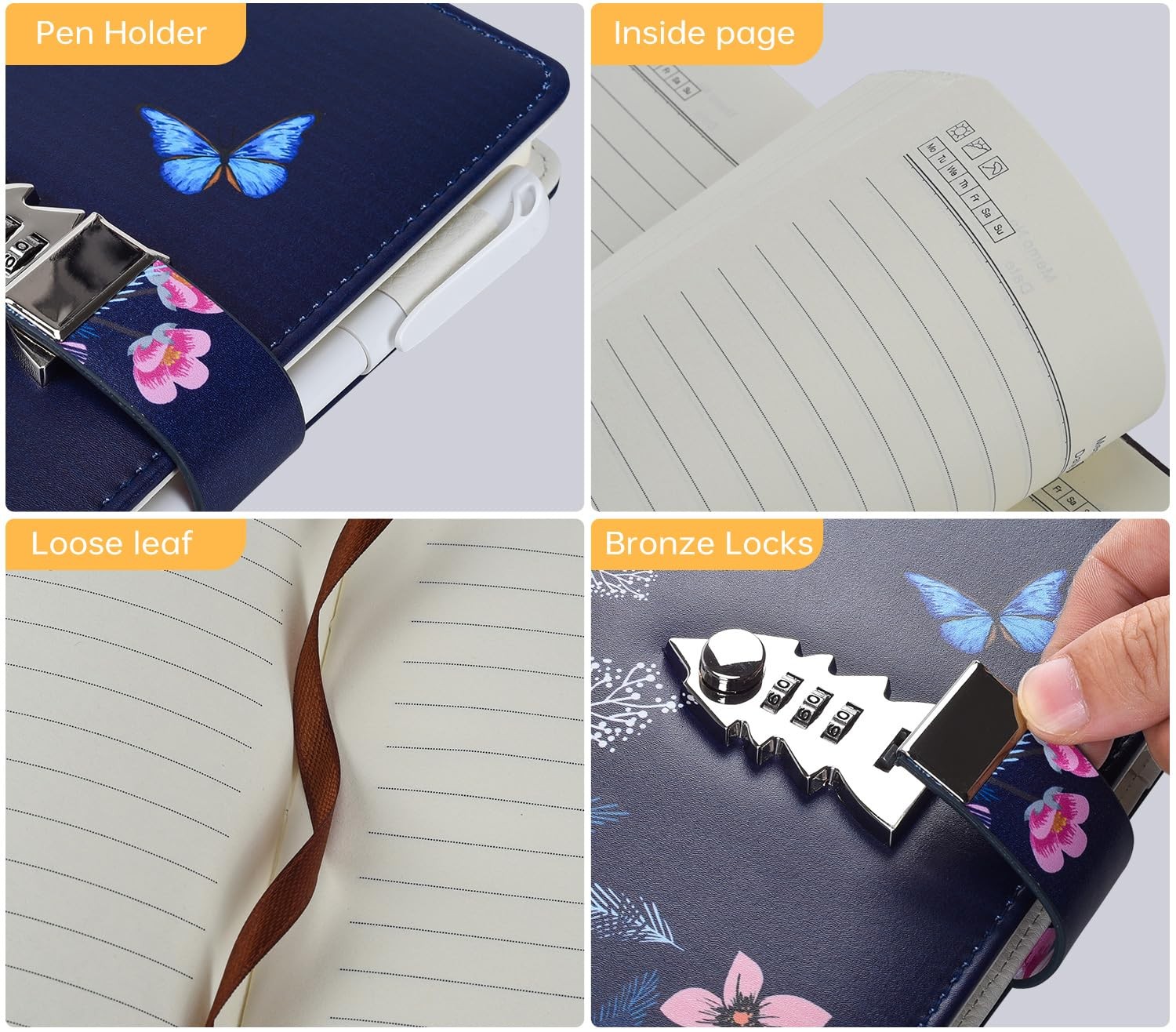 ARRLSDB A5 Creative Password Lock Diary, PU Leather Journal with Style 10